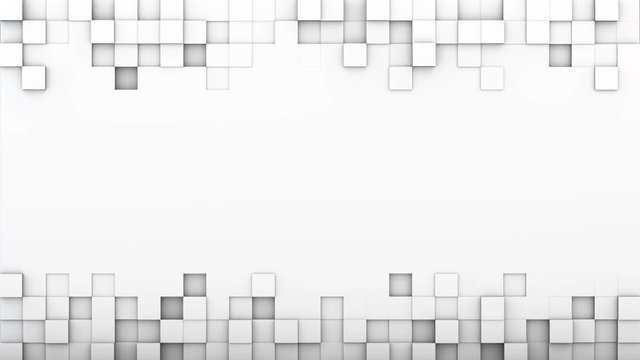 White extruded boxes and free space. 3D render seamless loop abstract geometric background 4k UHD (3840x2160)
