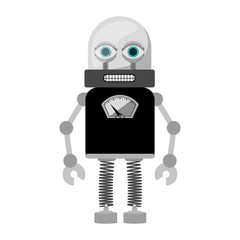 silhouette of robot smiling over white background. vector illustration