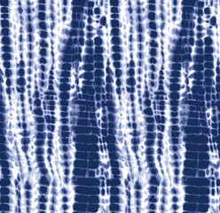 Indigo blue tie dye textile pattern. Editable vector seamless pattern repeat. - 126593156