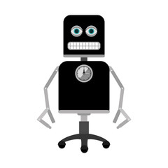silhouette of robot smiling over white background. vector illustration
