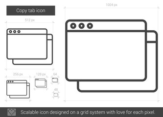 Copy tab line icon.