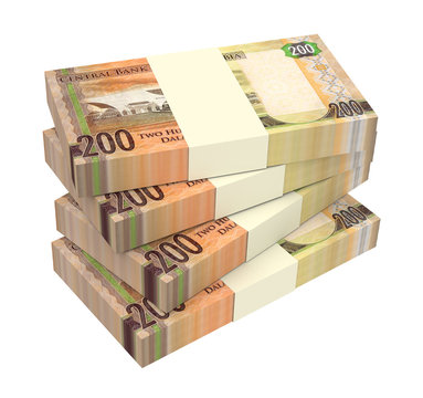 Gambian dalasi bills isolated on white background.