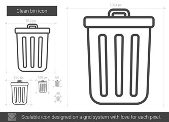 Clean bin line icon.