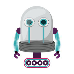 colorful robot cartoon icon over white background. vector illustration
