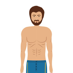 cartoon man in colorful boxer over white background. underwear design. vector illustration