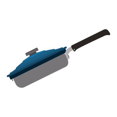 pan with blue cap. kitchen utensils design. over white background. vector illustration