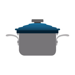 soup pot with blue cap. kitchen utensils design. over white background. vector illustration