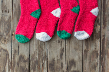 Obraz na płótnie Canvas red wool socks with green and white trim