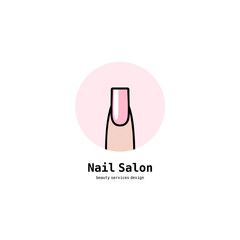 Pink nail on a finger. Beauty salon icon