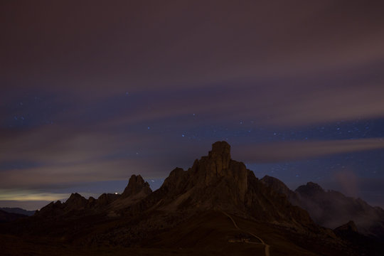 Night sky with stars at mountains