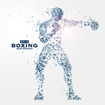 Athletes image composed of particles, vector illustration.