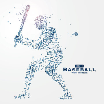 Athletes image composed of particles, vector illustration.