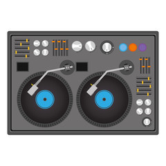 mixer turntable music device icon over white background. disc jockey design. vector illustration