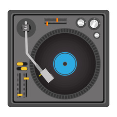 mixer turntable music device icon over white background. disc jockey design. vector illustration