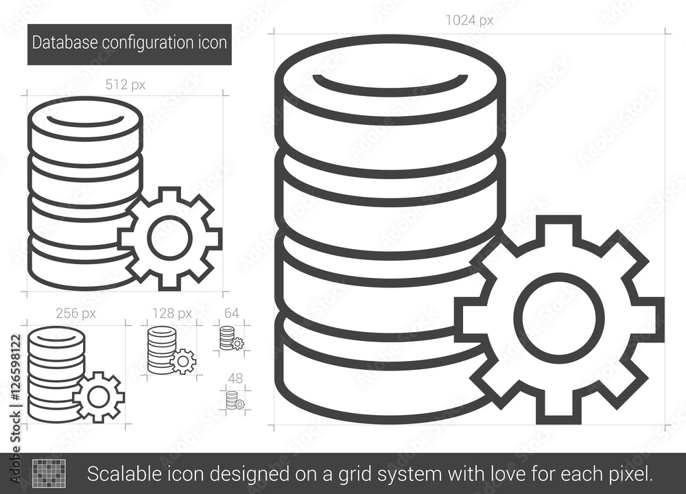 Poster database configuration line icon.
