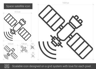 Space satellite line icon.