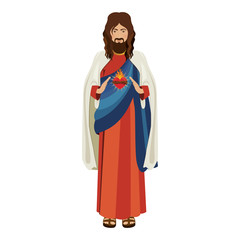 cartoon jesus man icon over white background. religious symbol. colorful design. vector illustration