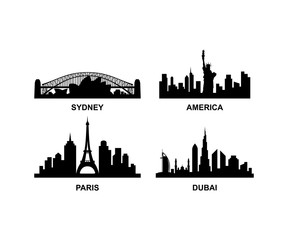 Obraz premium Silhouette Bridge Sydney, American, Paris, Dubai City