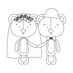 teddy bear couple groom and bride icon image vector illustration design 