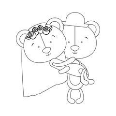 teddy bear couple groom and bride icon image vector illustration design 