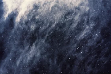 Photo sur Plexiglas Ciel Night sky, stars, blue clouds and moon