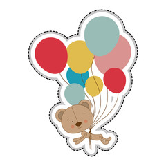 teddy bear character with balloons  icon image vector illustration design 