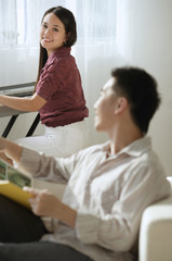 Fototapeta premium Couple relaxing at home