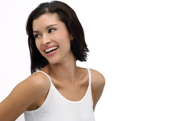 Young woman laughing and smiling