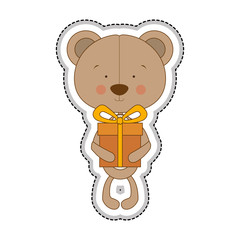 teddy bear character with gift box icon image vector illustration design 