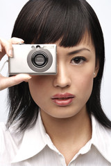 Woman holding camera