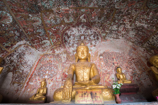 Buddha image at Pho Win Taung Cave in Monywa