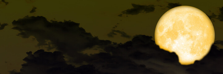 super moon panorama of blur dark cloud sky