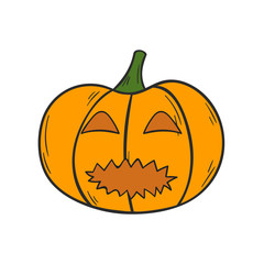 Vector cartoon hand drawn Halloween Pumpkin