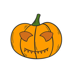Vector cartoon hand drawn Halloween Pumpkin