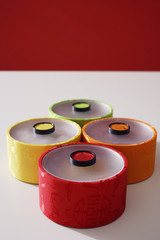 Still life of multicolor containers