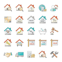 Real Estate color vector icons
