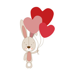 rabbit or bunny with balloons icon image vector illustration design 
