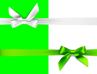greeting card with green and white bow