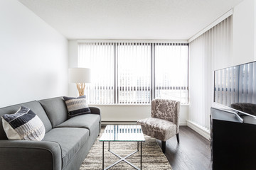 Simple living room design in apartment building