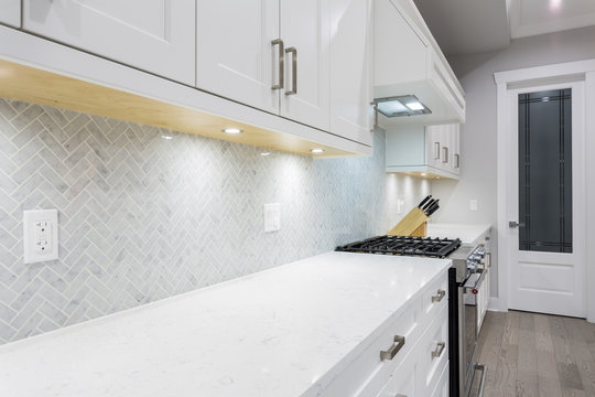 Kitchen interior, white clean design