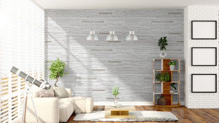 Modern bright interior . 3D rendering