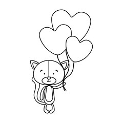 cat cartoon character with balloons icon image vector illustration design 