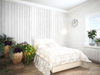 Modern bright interior . 3D rendering