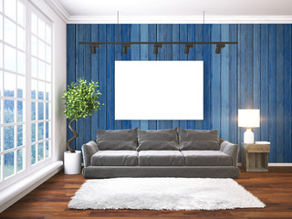 Modern bright interior . 3D rendering