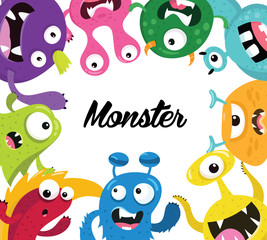 Monster vector ,  Kids monster logo, Cute monster design template.