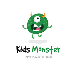 Monster vector ,  Kids monster logo, Cute monster design template.