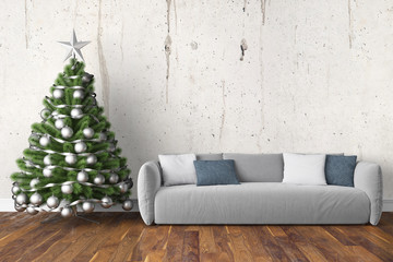 Beautiful Christmas interior . 3D rendering