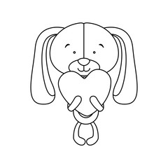 dog cartoon character holding heart icon image vector illustration design 