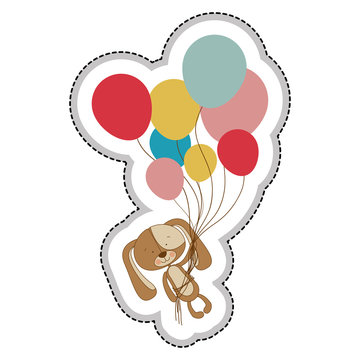 dog cartoon character with balloons icon image vector illustration design 