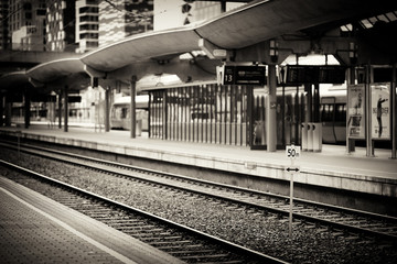 Oslo railroad transport station sepia background